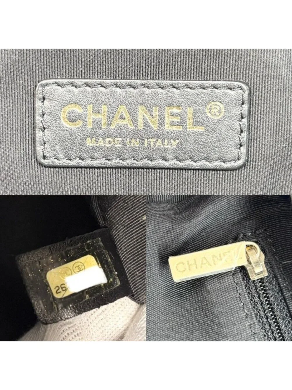Chanel 2-Way Quilted Vanity Chain Shoulder Bag Crossbody Leather Black Gold